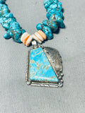 Native American Amazing Vintage Santo Domingo Kingman Turquoise Sterling Silver Necklace-Nativo Arts