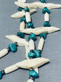 One Of The Most Special Vintage Native American Zuni Bird Shell Sterling Silver Necklace-Nativo Arts