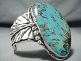 Gigantic Vintage Native American Navajo Turquoise Sterling Silver Bracelet-Nativo Arts