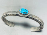 One Of The Best Vintage Native American Navajo Signed Morenci Turquoise Sterling Silver Cuff-Nativo Arts