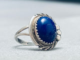 Rare Domed Lapis Vintage Native American Navajo Sterling Silver Ring Old-Nativo Arts