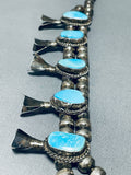 Great Price! Vintage Native American Navajo Turquoise Sterling Silver Squahs Blossom Necklace-Nativo Arts