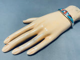 Outstanding Native American Navajo Blue Diamond Turquoise Sterling Silver Bracelet Signed-Nativo Arts