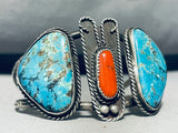 Dropdead Stunning Vintage Native American Navajo Spiderweb Turquoise Sterling Bracelet-Nativo Arts