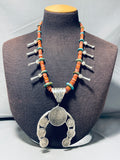 Gasp! Native American Navajo Turquoise Sterling Silver Spiny Oyster Squash Blossom Necklace-Nativo Arts
