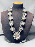 Flower Pearl!! Vintage Native American Navajo Sterling Silver Squash Blossom Necklace-Nativo Arts