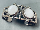 One Of The Best Vintage Native American Navajo Mother-of-pearl Sterling Silver Bracelet-Nativo Arts