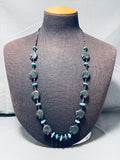 Native American Fascinating Vintage Zuni Jet Bear Fetish & Turquoise Sterling Silver Necklace-Nativo Arts