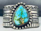 Signed Native American Navajo Carico Lake Turquoise Sterling Silver Bracelet-Nativo Arts