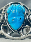 Turquoise Toads!! Vintage Native American Navajo Sterling Silver Bracelet Old-Nativo Arts