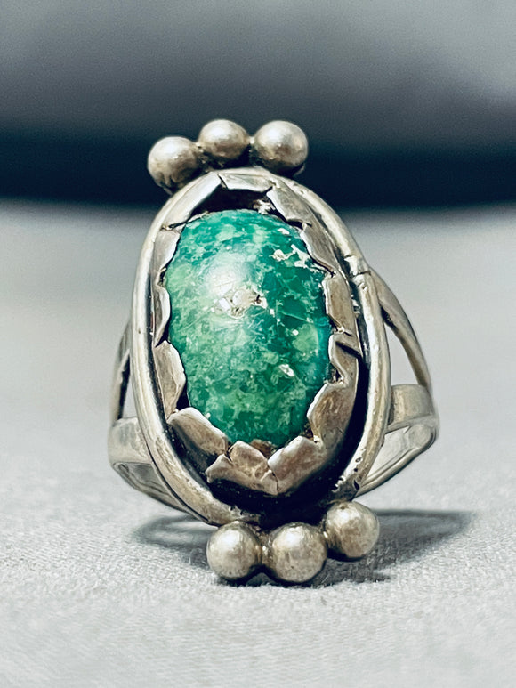 Fabulous Vintage Native American Navajo Cerrillos Turquoise Sterling Silver Ring-Nativo Arts