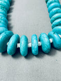 225 G Chunky Spider Web Turquoise Vintage Native American Navajo Necklace