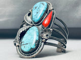 One Of Best Ever Vintage Native American Navajo Blue Diamond Turquoise Sterling Silver Bracelet-Nativo Arts