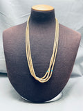 One Of The Best Ever Serpentine Vintage Navajo Sterling Silver Necklace-Nativo Arts