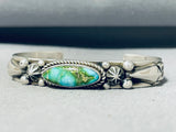 Signed Native American Navajo Carico Lake Turquoise Sterling Silver Bracelet-Nativo Arts