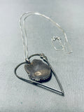 Lovely Vintage Native American Navajo Morenci Turquoise Sterling Silver Heart Necklace-Nativo Arts