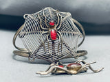 Spider On Web Vintage Native American Navajo Sterling Silver Dangling Bracelet-Nativo Arts