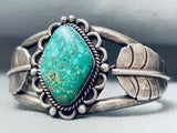 Rare Apache Turquoise Mine Vintage Native American Navajo Sterling Silver Leaf Bracelet-Nativo Arts