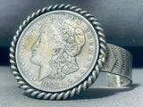 Genuine Signed Native American Navajo 1921 Silver Dollar Sterling Silver Bracelet-Nativo Arts