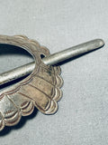 Unique Vintage Native American Navajo Handcarved Sterling Silver Hair Barrette-Nativo Arts