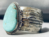 One Of The Coolest Vintage Native American Navajo Feather Turquoise Sterling Silver Bracelet-Nativo Arts