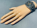 Horseshoe + Rare Turquoise Vintage Native American Navajo Sterling Silver Bracelet-Nativo Arts