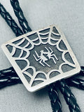 Outstanding Vintage Native American Hopi Sterling Silver Signed Bolo Tie-Nativo Arts