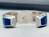 Best 6 Inch Wrist Vintage Native American Navajo Lapis Sterling Silver Inlay Bracelet-Nativo Arts