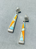 Marie Thompson Native American Navajo Turquoise Spiny Oyster Gaspeite Sterling Silver Earrings-Nativo Arts