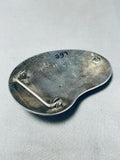 Darr Victor Massive Vintage Native American Navajo Turquoise Bear Sterling Silver Buckle-Nativo Arts