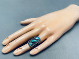 Gigantic Vintage Native American Navajo Green Blue Turquoise Sterling Silver Ring-Nativo Arts