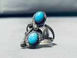 Pretty Vintage Native American Navajo Sleeping Beauty Turquoise Sterling Silver Ring-Nativo Arts