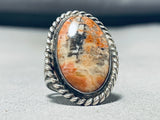 Painted Desert Vintage Native American Navajo Sterling Silver Petrified Wood Ring Old-Nativo Arts