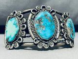 Heavy Museum Quality Vintage Native American Navajo Turquoise Sterling Silver Bracelet-Nativo Arts
