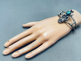 Kachina Dancer Vintage Native American Navajo Turquoise Sterling Silver Bracelet-Nativo Arts