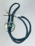 Cripple Creek Turquoise Natural Gold Vintage Native American Navajo Sterling Silver Bolo Tie-Nativo Arts