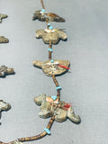 Native American One Of The Finest Vintage Zuni Serpentine Fetish Sterling Nsilver Necklace-Nativo Arts