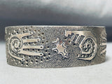 Highly Detailed Vintage Native American Navajo Sterling Silver Hand Bracelet