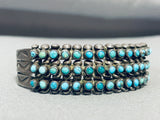 Optimum Early 1930's Vintage Native American Zuni Snake Eyes Turquoise Sterling Silver Bracelet-Nativo Arts