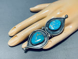 One Of The Biggest Crazy Vintage Native American Navajo Turquoise Sterling Silver Ring Old-Nativo Arts