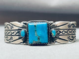 Superior Vintage Native American Navajo Squared Turquoise Sterling Silver Bracelet-Nativo Arts