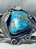Jameson Lee Vintage Native American Navajo Blue Gem Turquoise Sterling Silver Bracelet-Nativo Arts