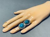 Astonishing Vintage Native American Navajo Spiderweb Turquoise Sterling Silver Ring-Nativo Arts