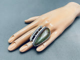 Gigantic Huge Unique Vintage Native American Navajo Royston Turquoise Sterling Silver Ring-Nativo Arts