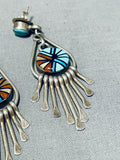 One Of The Finest Vintage Zuni Turquoise Inlay Sterling Silver Earrings-Nativo Arts