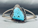 Blue Diamond Turquoise Vintage Native American Navajo Sterling Silver Bracelet-Nativo Arts
