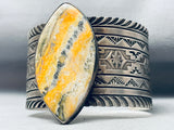 Massive Yellow Jasper Vintage Native American Navajo Sterling Silver Bracelet-Nativo Arts