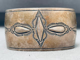 Museum Quality Hand Tooled Vintage Native American Navajo Sterling Silver Bracelet Cuff-Nativo Arts