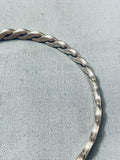 Hand Tooled Vintage Native American Navajo Sterling Silver Rope Chain Bracelet Bangle