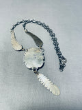 Important Blue Moon Turquoise Vintage Native American Navajo Sterling Silver Necklace-Nativo Arts